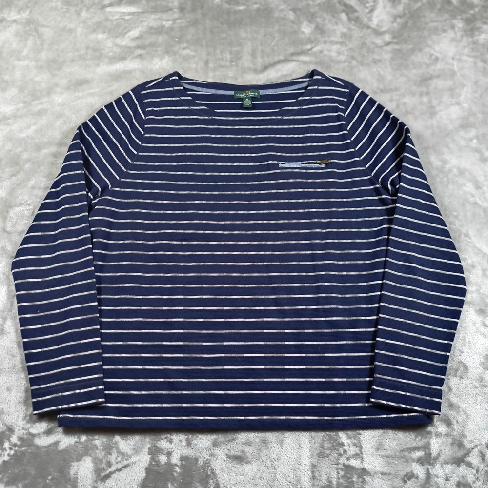 Lauren Ralph Lauren LRL Shirt Womens XL Blue White Striped Top Zip Pocket Cotton
